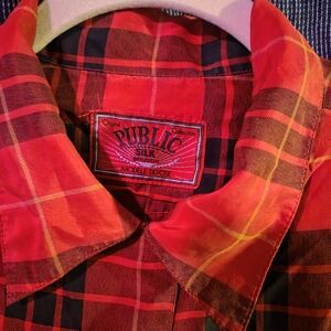 Vintage 80s Public Silk Diffusion (France) Red Plaid Shirt